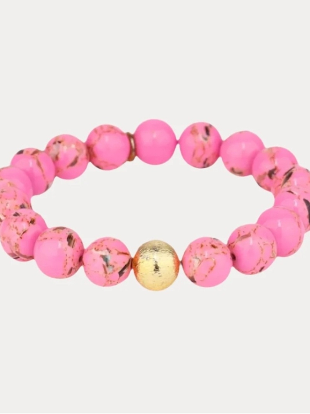 Budhagirl Pink Marble Beaded Stretch Bracelet